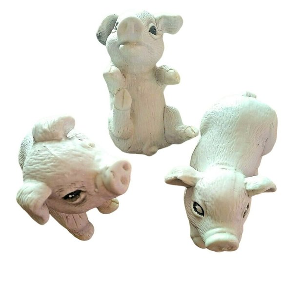 Vintage Pigs Ceramic Pottery Yard Outdoor Plant Figurines About 5" Long Set of 3 - Picture 2 of 7